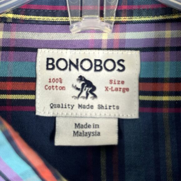 Bonobos Shirt Mens XL‎ Blue Purple Button Up Preppy Casual Cabincore Colorful - Picture 6 of 8